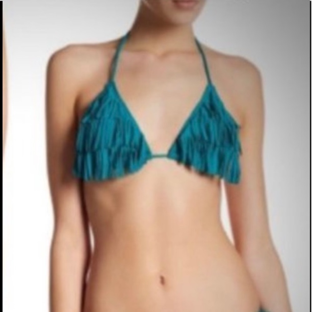 Despi Bikini Fringe blue Top Size Small